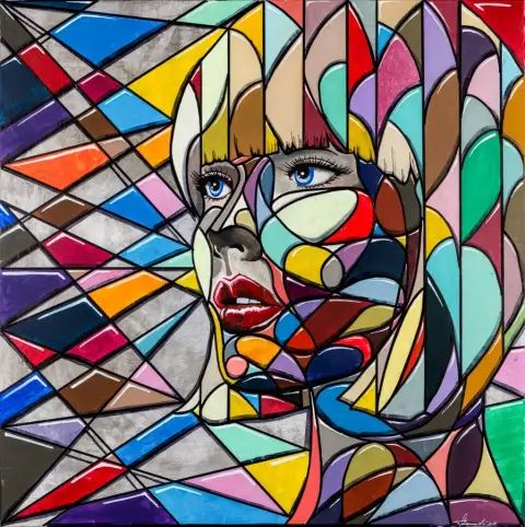 ELECTRA · Colors of Life, Acrylic on wooden canvas, sealed with resin, 80 x 80 cm · Gemälde von Thomas Salamonski