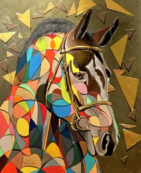 HECTOR · Colors of Life, Acrylic on canvas, partly 24 Karat Gold leaf, 110 x 80 cm · Gemälde von Thomas Salamonski