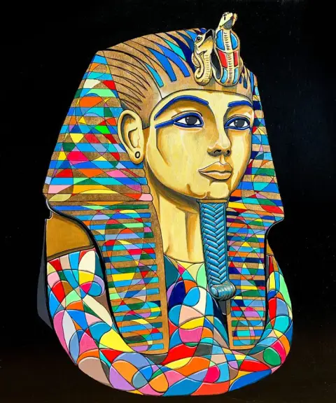 KING TUT · Around The World Connected, Acrylic on canvas, 100 x 120 cm · Gemälde von Thomas Salamonski
