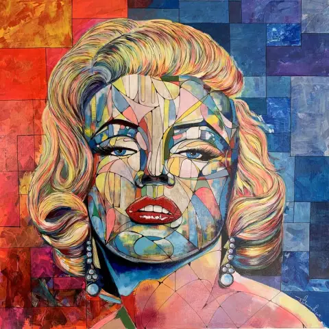 MARILYN · Squared Faces, Acrylic on canvas, 120 x 120 cm · Gemälde von Thomas Salamonski