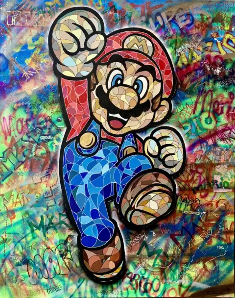 MARIO · Pop Art, Acrylic on canvas, 24 Karat Gold leaf, 100 x 80 cm · Gemälde von Thomas Salamonski
