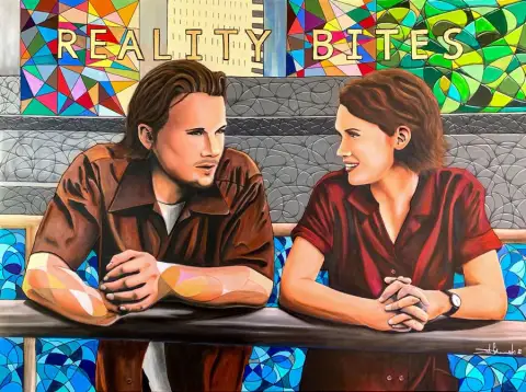 REALITY BITES · Special, Acrylic on canvas, 24 Karat Gold leaf, 160 x 120 cm · Gemälde von Thomas Salamonski