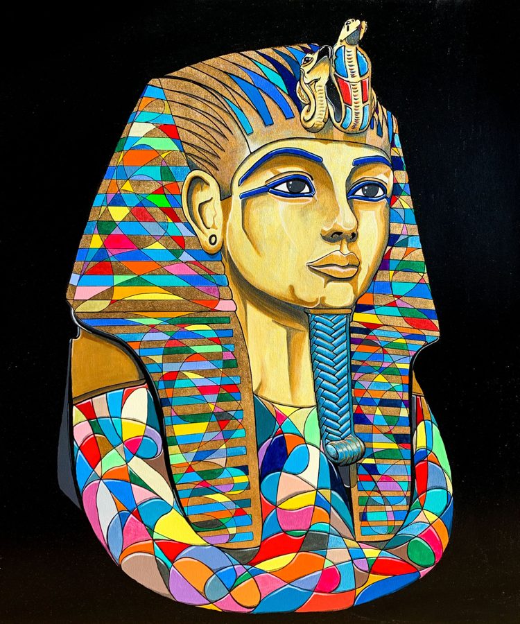 KING TUT · Around The World Connected, Acrylic on canvas, 100 x 120 cm · Gemälde von Thomas Salamonski